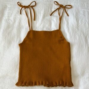 Abercrombie & Fitch Brown Ribbed Camisole with Tie Front